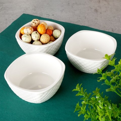 Miseczki na przekąski sos dip porcelanowe białe potrójne 160ml 3 szt. EXCELLENT HOUSEWARE 139312