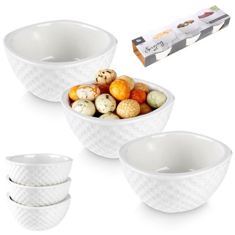 Miseczki na przekąski sos dip porcelanowe białe potrójne 160ml 3 szt. EXCELLENT HOUSEWARE 139312