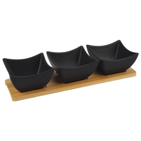 Miseczki na przekąski sos dip porcelanowe czarne BLACK 31.5cm 4-ele ORION 129202