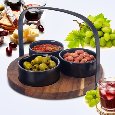 Miseczki na przekąski sosy ceramiczne BLACK 130ml 4-ele ORION 129231