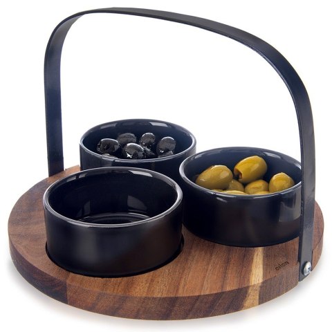 Miseczki na przekąski sosy ceramiczne BLACK 130ml 4-ele ORION 129231