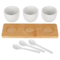 Miseczki na przekąski z łyżeczkami ceramiczne białe małe 90ml 7-ele VILDE 139687
