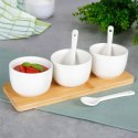 Miseczki na przekąski z łyżeczkami ceramiczne białe małe 90ml 7-ele VILDE 139687