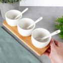 Miseczki na przekąski z łyżeczkami ceramiczne białe małe 90ml 7-ele VILDE 139687