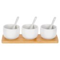 Miseczki na przekąski z łyżeczkami ceramiczne białe małe 90ml 7-ele VILDE 139687