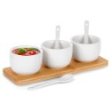 Miseczki na przekąski z łyżeczkami ceramiczne białe małe 90ml 7-ele VILDE 139687