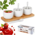 Miseczki na przekąski z łyżeczkami ceramiczne białe małe 90ml 7-ele VILDE 139687