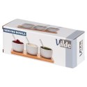 Miseczki na przekąski z łyżeczkami ceramiczne białe małe 90ml 7-ele VILDE 139687