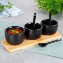 Miseczki na przekąski z łyżeczkami ceramiczne czarne małe 90ml 7-ele VILDE 139686