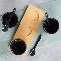 Miseczki na przekąski z łyżeczkami ceramiczne czarne małe 90ml 7-ele VILDE 139686