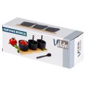 Miseczki na przekąski z łyżeczkami ceramiczne czarne małe 90ml 7-ele VILDE 139686