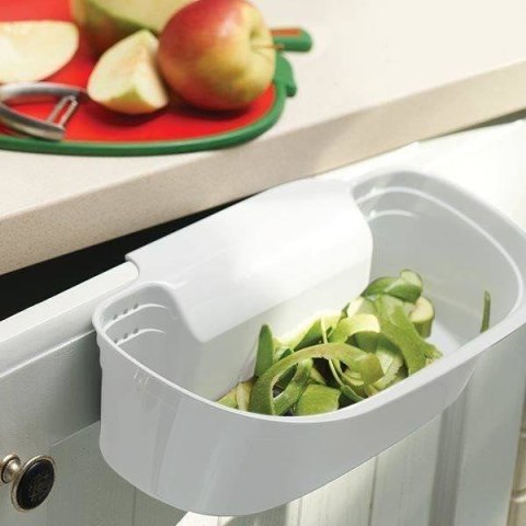 Pojemnik na obierki odpadki BIO na drzwi biały 1.5L kosz na śmieci EXCELLENT HOUSEWARE 126020-B