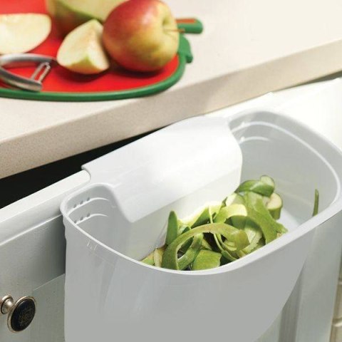 Pojemnik na obierki odpadki BIO na drzwi biały 1.5L kosz na śmieci EXCELLENT HOUSEWARE 126021-B