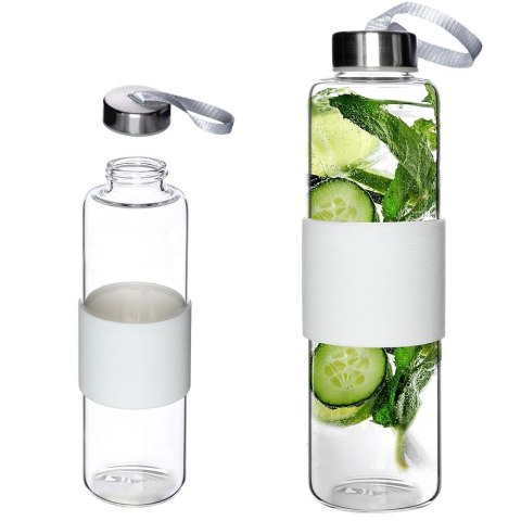 Butelka na wodę sok lemoniadę szklana biała 600 ml EXCELLENT HOUSEWARE 259152-B
