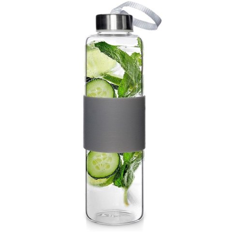 Butelka na wodę sok lemoniadę szklana szara 600 ml EXCELLENT HOUSEWARE 259152-S