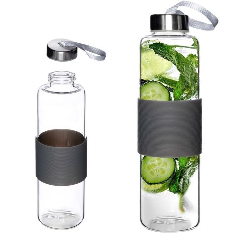 Butelka na wodę sok lemoniadę szklana szara 600 ml EXCELLENT HOUSEWARE 259152-S
