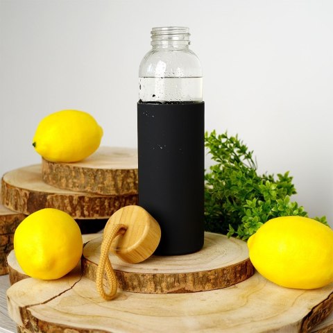 Butelka na wodę sok lemoniadę szklana z silikonowym pokrowcem 600 ml VILDE 139443