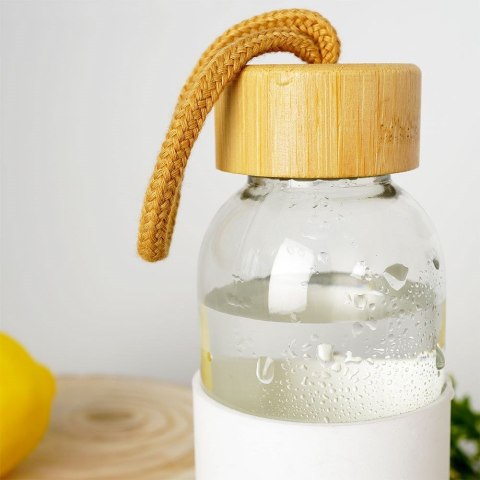 Butelka szklana na wodę soki z silikonowym pokrowcem biała 500 ml EXCELLENT HOUSEWARE 124502-B