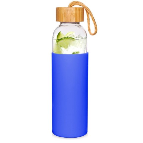 Butelka szklana na wodę soki z silikonowym pokrowcem niebieska 500 ml EXCELLENT HOUSEWARE 124502-N