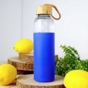Butelka szklana na wodę soki z silikonowym pokrowcem niebieska 500 ml EXCELLENT HOUSEWARE 124502-N