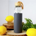 Butelka szklana na wodę soki z silikonowym pokrowcem szara 500 ml EXCELLENT HOUSEWARE 124502-S