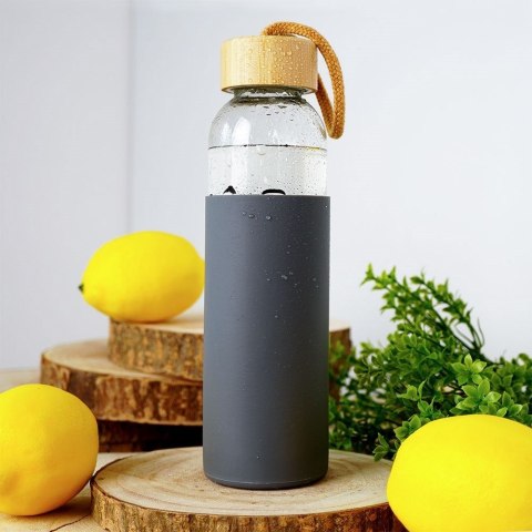 Butelka szklana na wodę soki z silikonowym pokrowcem szara 500 ml EXCELLENT HOUSEWARE 124502-S