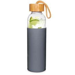 Butelka szklana na wodę soki z silikonowym pokrowcem szara 500 ml VILDE 124503