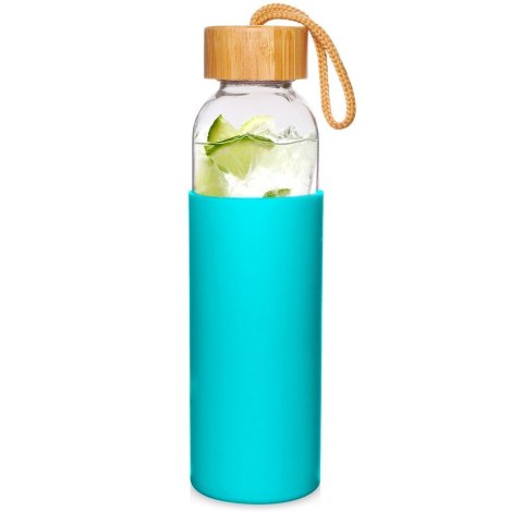 Butelka szklana na wodę soki z silikonowym pokrowcem turkusowa 500 ml EXCELLENT HOUSEWARE 124502-T