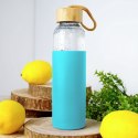 Butelka szklana na wodę soki z silikonowym pokrowcem turkusowa 500 ml EXCELLENT HOUSEWARE 124502-T
