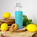 Butelka szklana na wodę soki z silikonowym pokrowcem turkusowa 500 ml EXCELLENT HOUSEWARE 124502-T