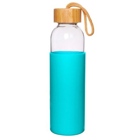 Butelka szklana na wodę soki z silikonowym pokrowcem turkusowa 500 ml EXCELLENT HOUSEWARE 124502-T