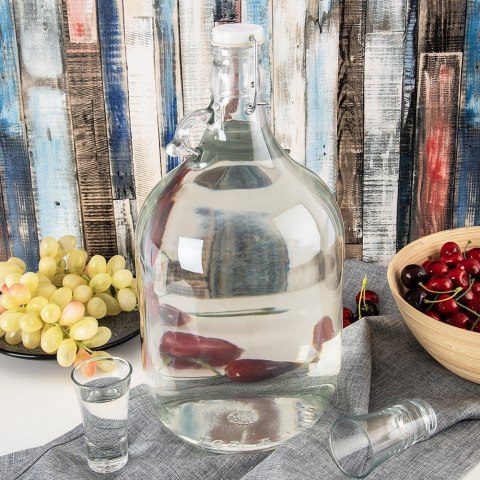Butelka z klipsem gąsior na wino alkohol szklany 5L ORION 127720