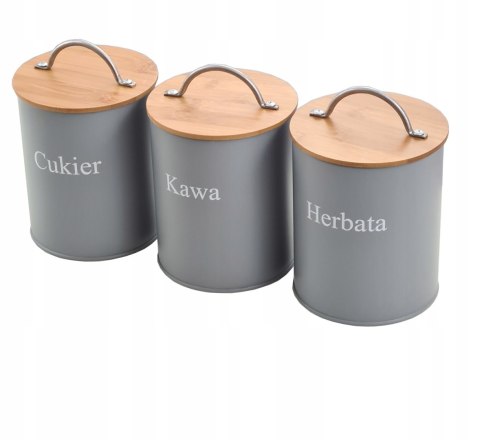 Komplet 3 pojemników kawa herbata cukier 13x11cm KRISBERG KS-2647 (napisy PL)