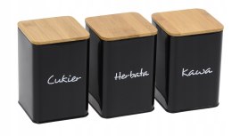 Komplet 3 pojemników kawa herbata cukier 13.5x9.5cm KRISBERG KS-2644 (napisy PL)