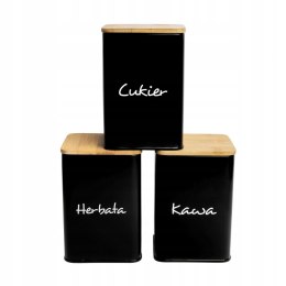 Komplet 3 pojemników kawa herbata cukier 13.5x9.5cm KRISBERG KS-2644 (napisy PL)