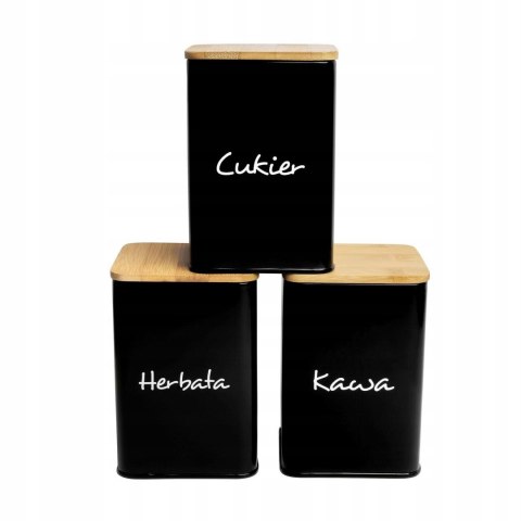 Komplet 3 pojemników kawa herbata cukier 13.5x9.5cm KRISBERG KS-2644 (napisy PL)