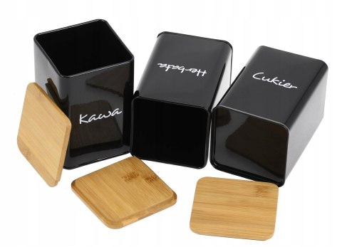 Komplet 3 pojemników kawa herbata cukier 13.5x9.5cm KRISBERG KS-2644 (napisy PL)