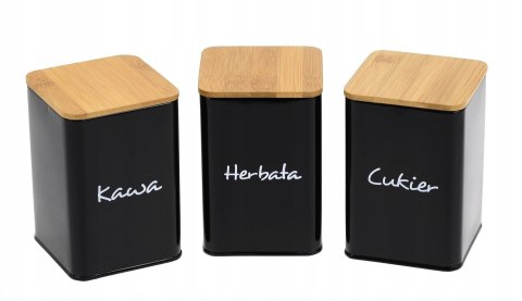Komplet 3 pojemników kawa herbata cukier 13.5x9.5cm KRISBERG KS-2644 (napisy PL)