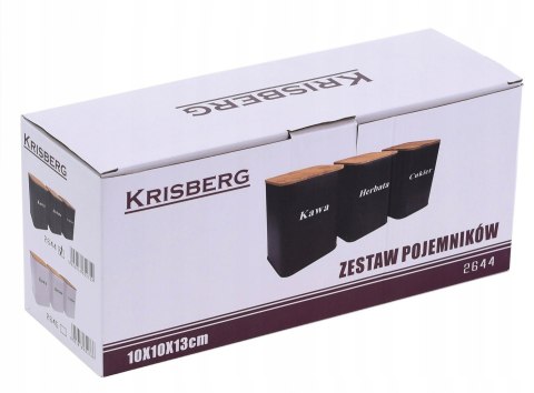 Komplet 3 pojemników kawa herbata cukier 13.5x9.5cm KRISBERG KS-2644 (napisy PL)