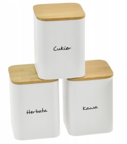 Komplet 3 pojemników kawa herbata cukier 13.5x9.5cm KRISBERG KS-2715 (napisy PL)