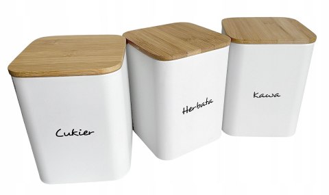 Komplet 3 pojemników kawa herbata cukier 13.5x9.5cm KRISBERG KS-2715 (napisy PL)