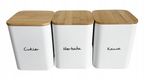 Komplet 3 pojemników kawa herbata cukier 13.5x9.5cm KRISBERG KS-2715 (napisy PL)