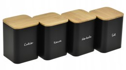 Komplet 4 pojemników kawa herbata cukier sól 13.5x9.5cm KRISBERG KS-2712 (napisy PL)