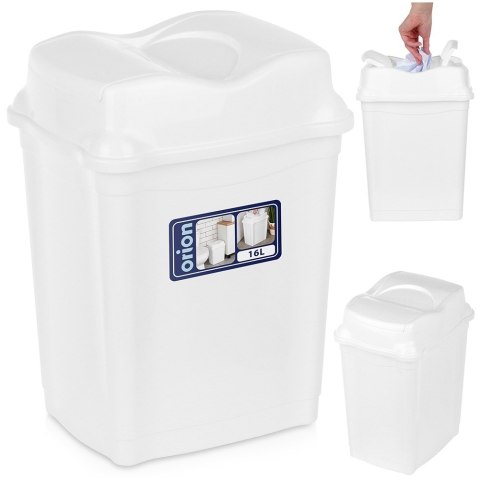 Kosz na śmieci do biura łazienki kuchni łazienkowy plastikowy biały 16L ORION 731341