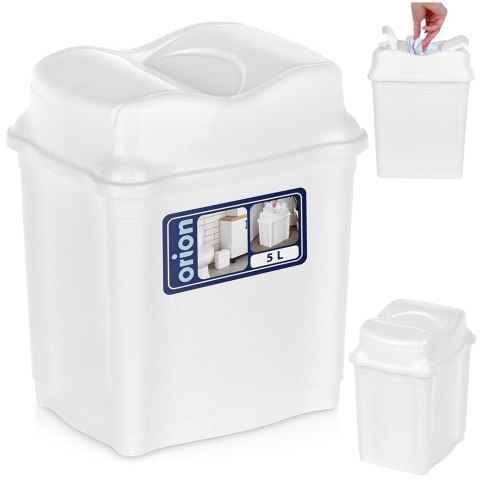 Kosz na śmieci do biura łazienki kuchni łazienkowy plastikowy biały 5L ORION 731335