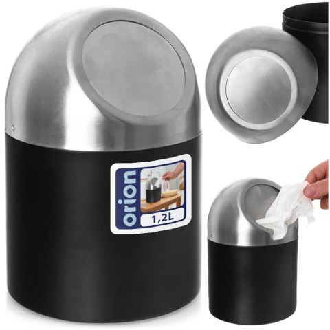 Mały kosz na śmieci odpady na biurko łazienkowy czarny BLACK 1.2L ORION 731724