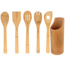 Przybory kuchenne w stojaku drewniane zestaw przyborów 6-ele BRUNBESTE BB-1573