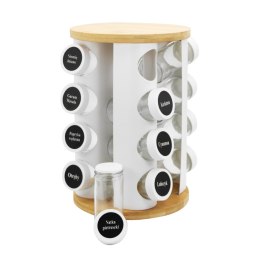 Stojak na przyprawy przyprawnik obrotowy słoiczki 17-ele biały BRUNBESTE BB-2863