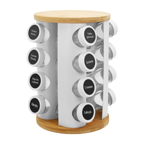 Stojak na przyprawy przyprawnik obrotowy słoiczki 17-ele biały BRUNBESTE BB-2863