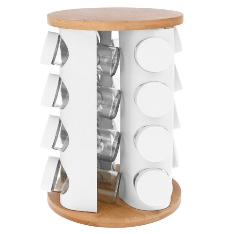 Stojak na przyprawy przyprawnik obrotowy słoiczki 17-ele biały BRUNBESTE BB-2863